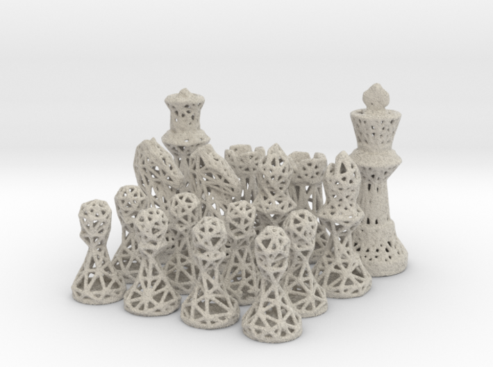 Chess Set Voronoi - Mini 3d printed