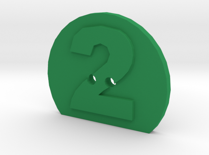 2 Hole Number 2 Button 3d printed