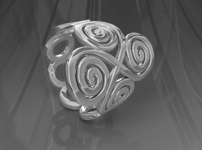 Spirals &amp; Ovals Ring (Closed Version ) - Size18 3d printed Spirals &amp; Ovals Ring (Closed Version ) - Size18 SILVER