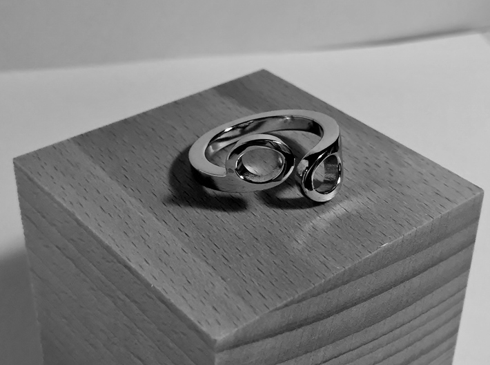 "Hex Key" Contrarie' Ring 3d printed Black & White