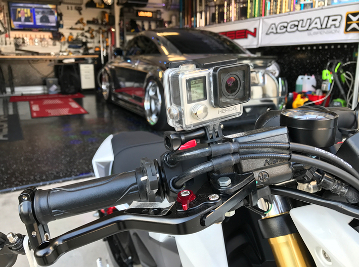 Honda Grom GoPro Mount in Place of Rear View Mirro 3d printed 