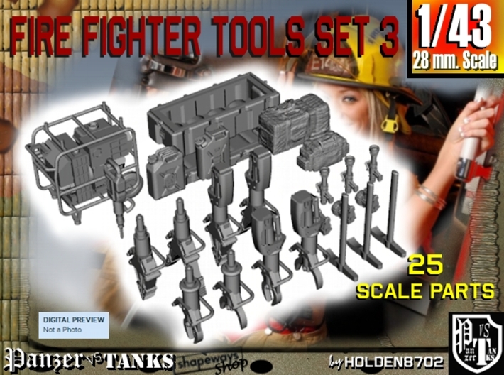 1-43 Firemen Tools Set 3 3d printed