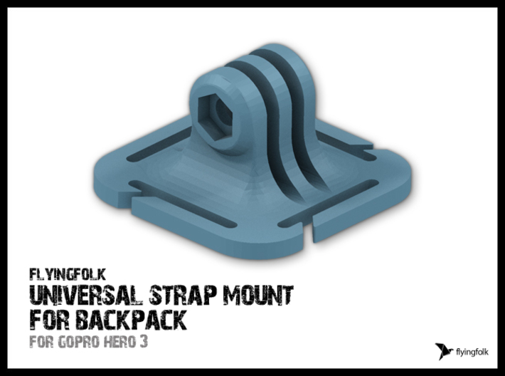 GoPro universal strap mount for backpack 3d printed