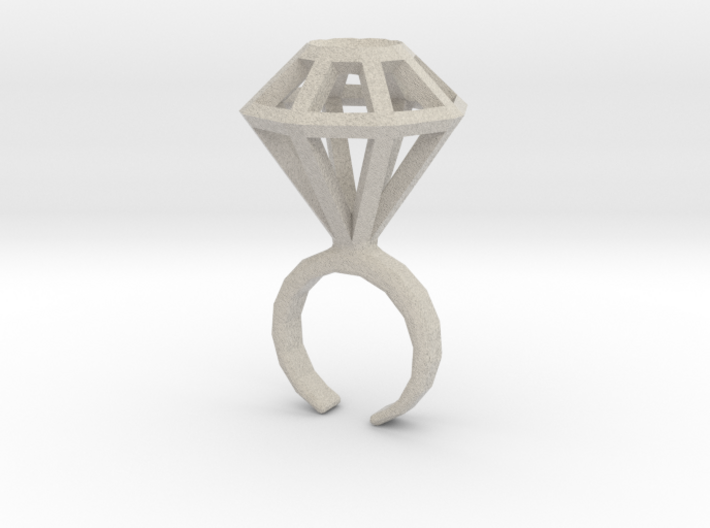 Haxagonal diamond ring - standard size 3d printed