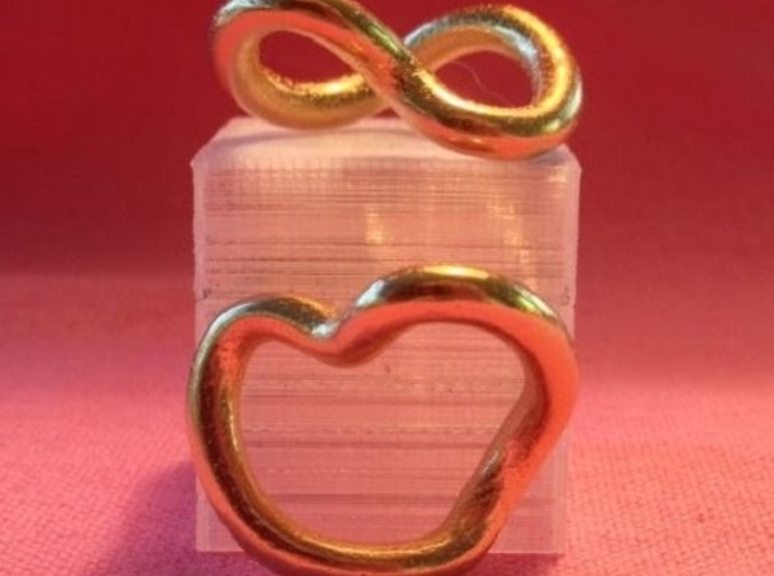 Infinity Heart  3d printed Infinite love in gold plate
