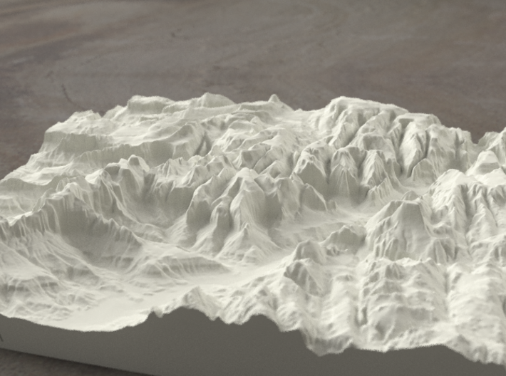 8'' Zion Canyon, Utah, USA, Sandstone 3d printed Radiance rendering of Zion Canyon model from the south