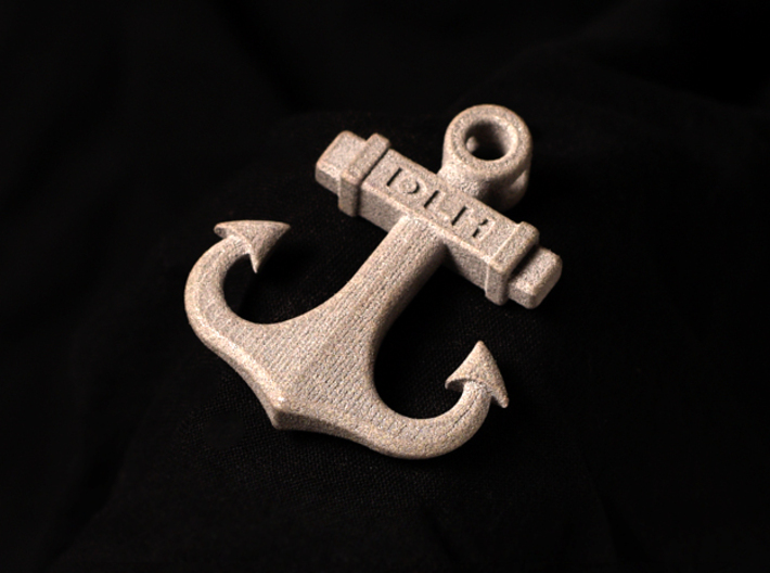 Anchor Pendant (CustomMaker) 3d printed Shown in Metallic Plastic with Text