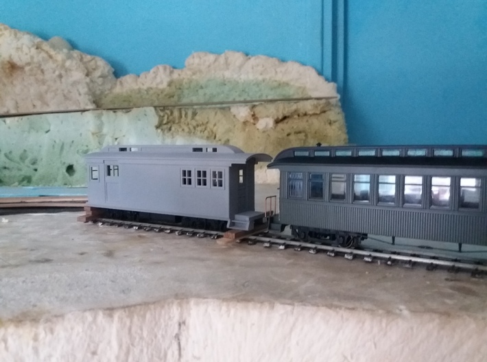 On30 Doodlebug/Railmotor Lindsay2 3d printed Image of prototype, printed in WSF and painted in primer. Note the lack of rear sandboxes.