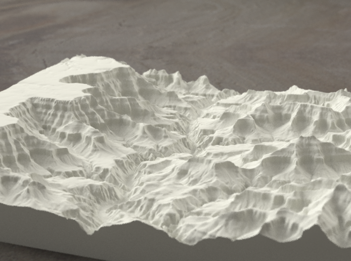 8'' Grand Canyon, Arizona, USA, Sandstone 3d printed Radiance rendering of model, looking toward the west.