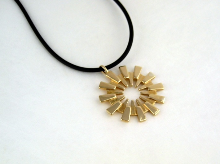 Sun Pendant Statement Necklace - Sunburst Pendant 3d printed Sunburst Pendant in Polished Brass