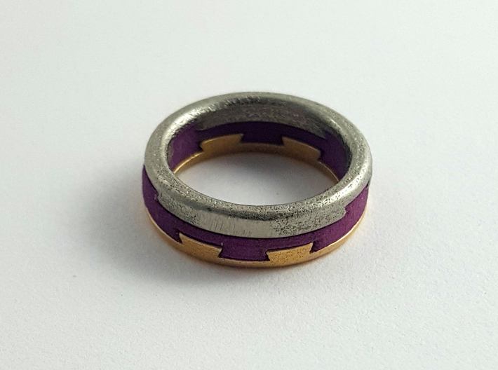 Metal Puzzle Ring! (size:9, side: A) 3d printed 