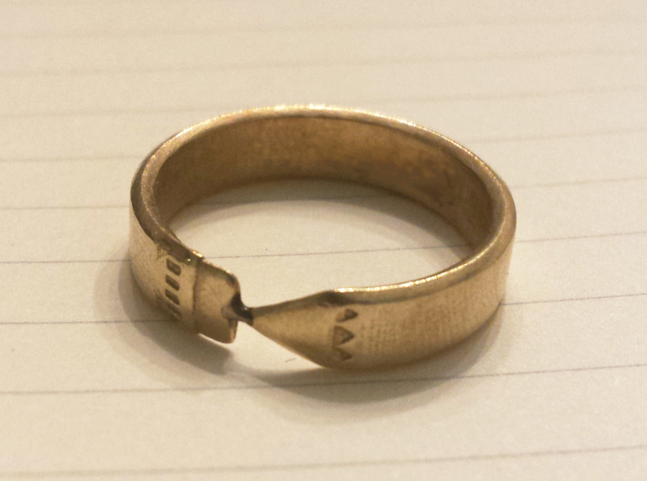 Pencil Ring, Size 5.5 3d printed Raw brass