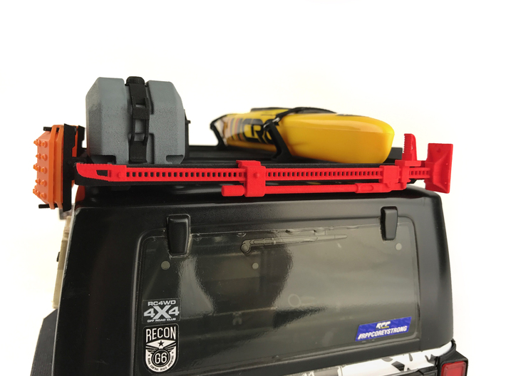 FR10022 Jack and Bracket - RED 3d printed Shown mounted to Slimline II rack on a Axial JK (sold separately)