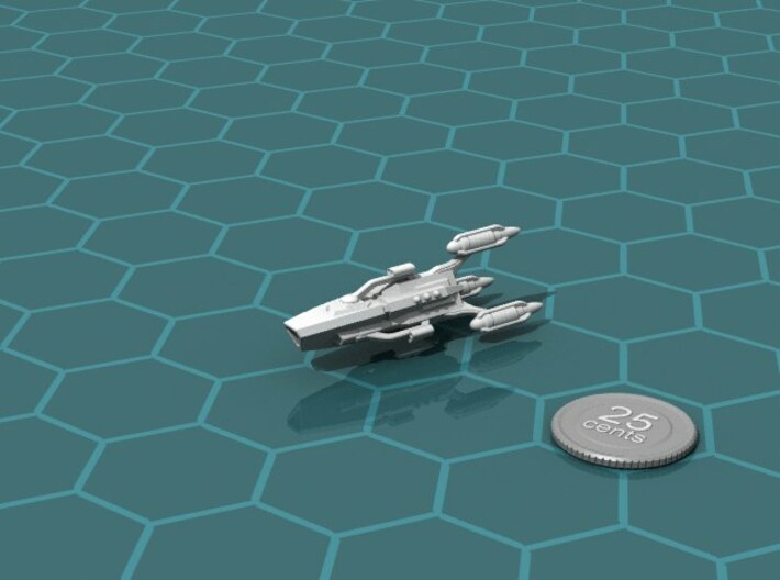 G'jhekk Light Raider 3d printed Render of the model, with a virtual quarter for scale.