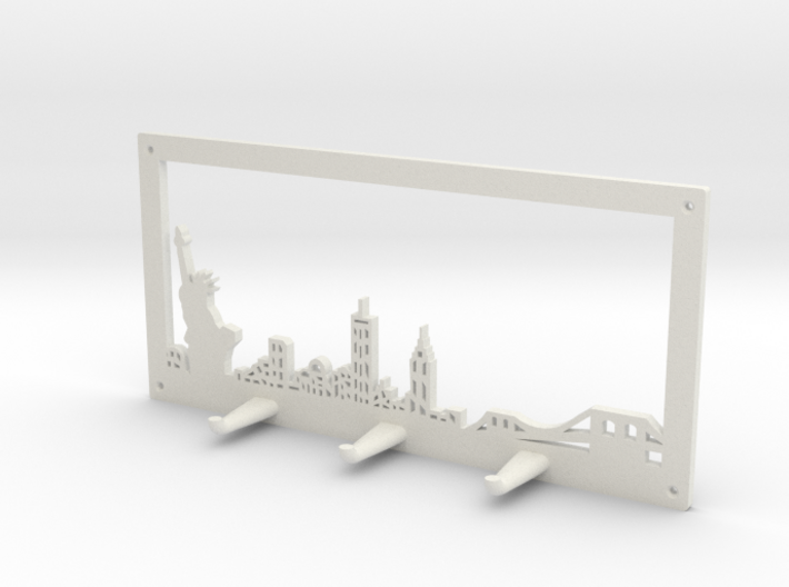 New York Skyline - Key Chain Holder With Border 3d printed