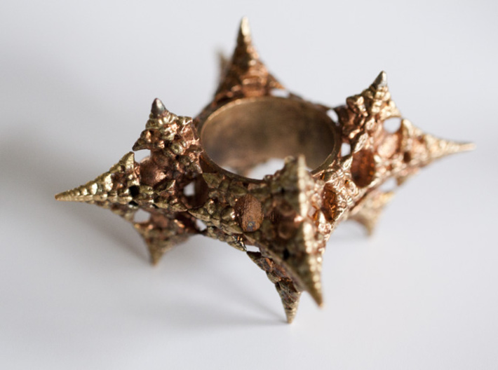 Dragon Fractal Ring 21mm 3d printed Dragon QUEEN - Raw Bronze