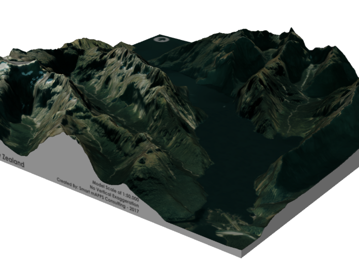 Milford Sound Map, New Zealand 3d printed 