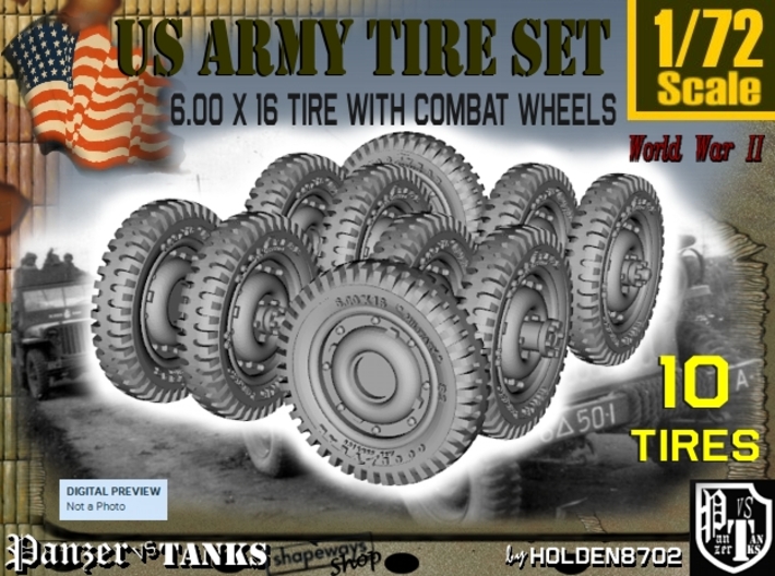 1-72 Military 600x16 Tire Set2 3d printed