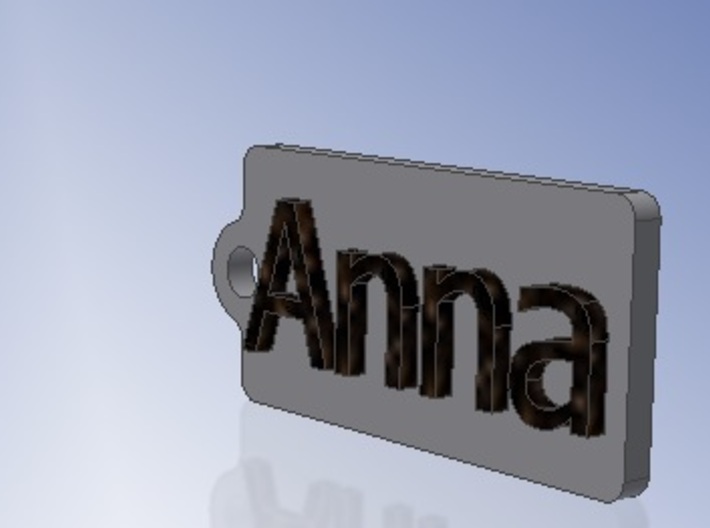 Name Tag Anna Key chain Fob Zipper Tag 2x1x02in 3d printed CAD Render