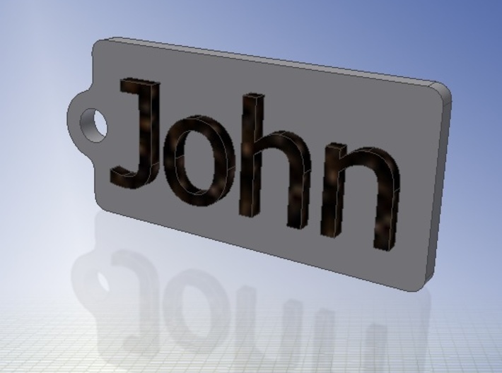 Name Tag John Key chain Fob Zipper 50x25x5mm 3d printed 