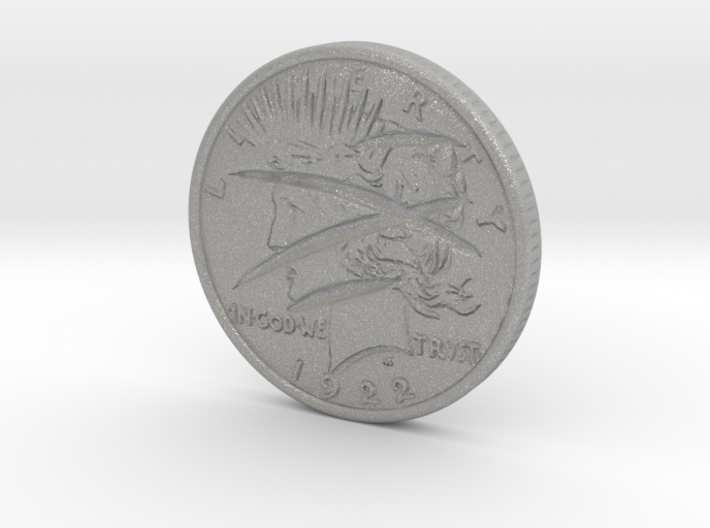Two Faced Silver Dollar with scars - Smooth 3d printed