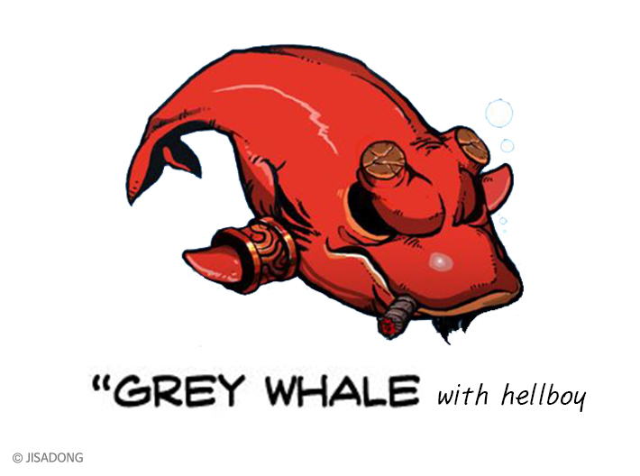 Breedingkit Gray Whale with Hellboy. 3d printed