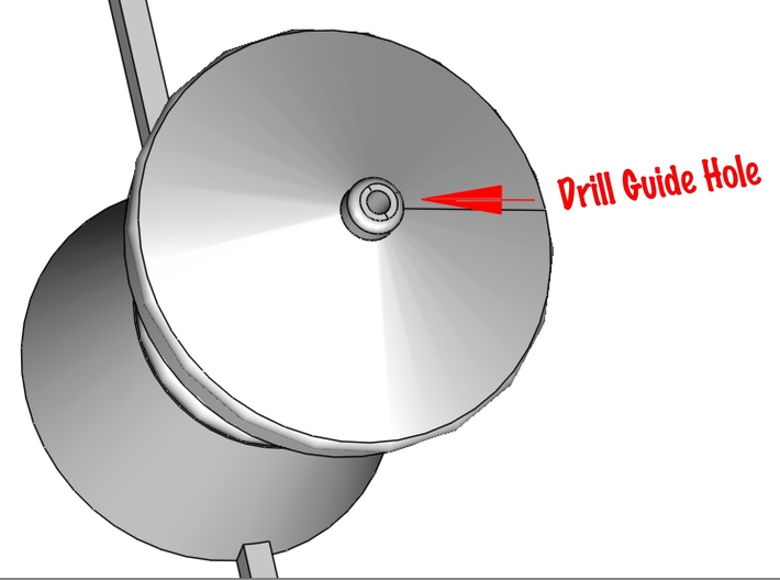 QR Vent Flat Roof X 6 3d printed Shows detail of the drill guide hole for the dressmakers pin spire