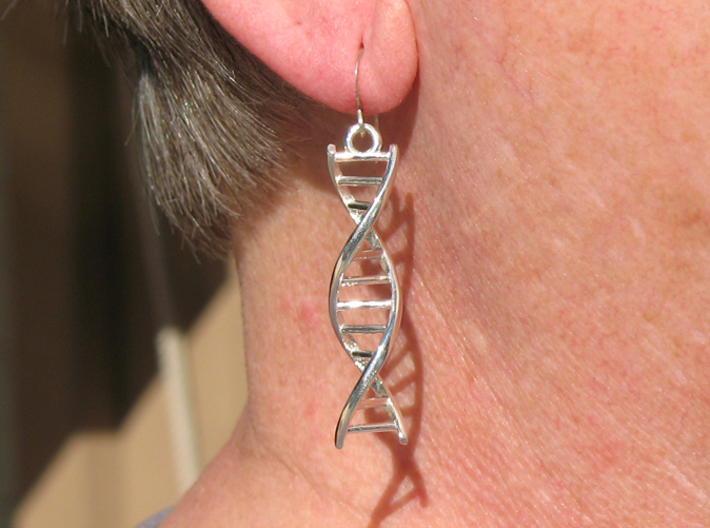 Helix Earrings 3d printed Shown in Premium Silver