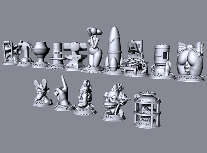 Gossip  3d printed This image shows the relative size of all models in the collection.