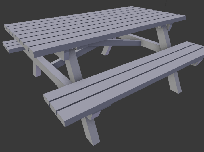 Picnic Table H0 scale (1/87) 6 pieces 3d printed 