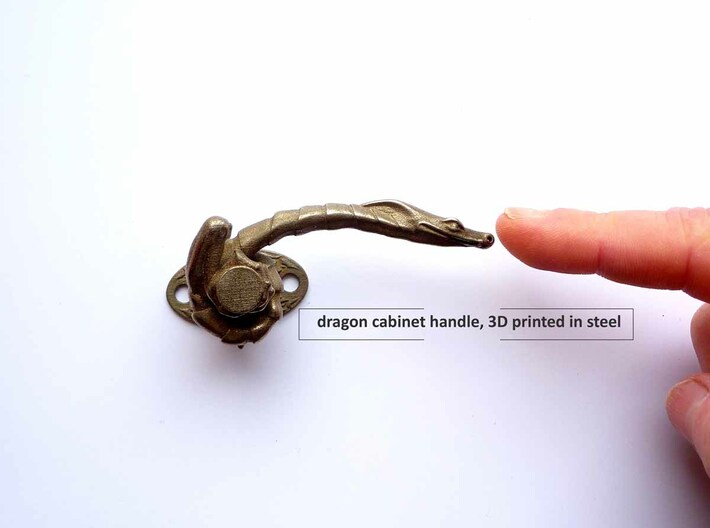 Dragon Cabinet Handle 10 - looking right 3d printed dragon cabinet handle, 3D printed in steel