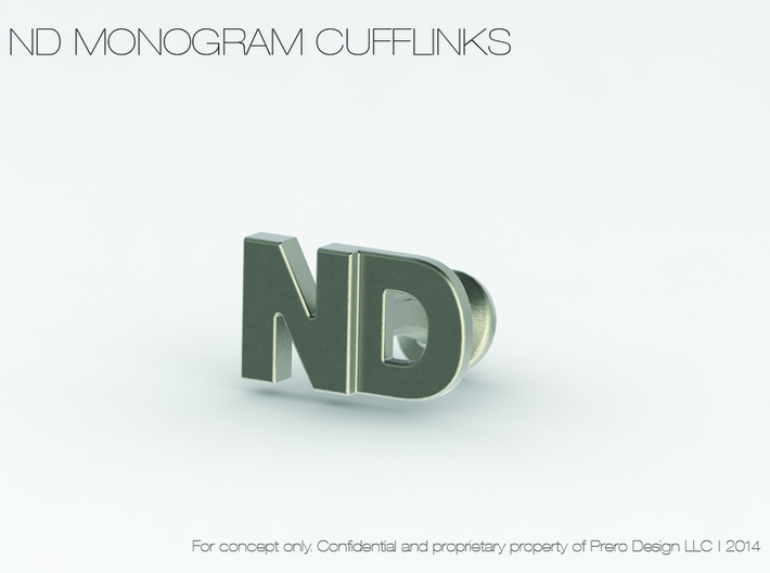 Monogram Cufflinks ND 3d printed