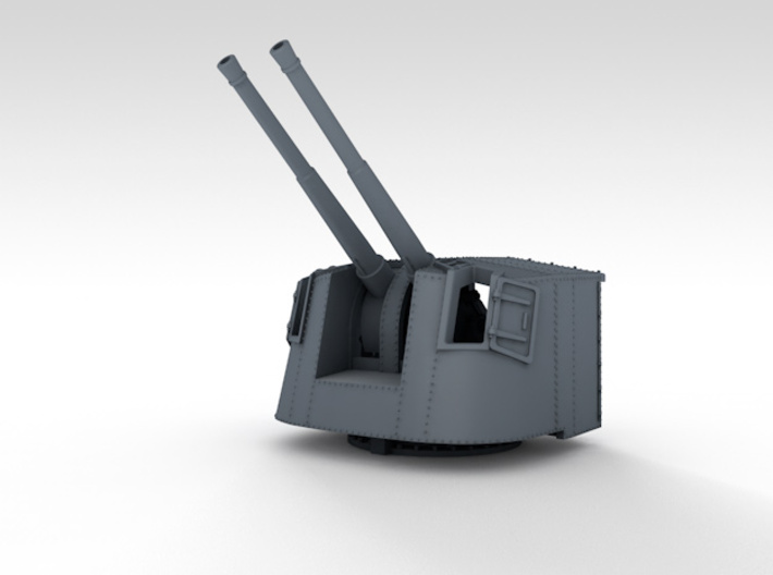 1/350 4.7" MKXII CPXIX Twin Mount x3 40º  3d printed 3d render showing product detail