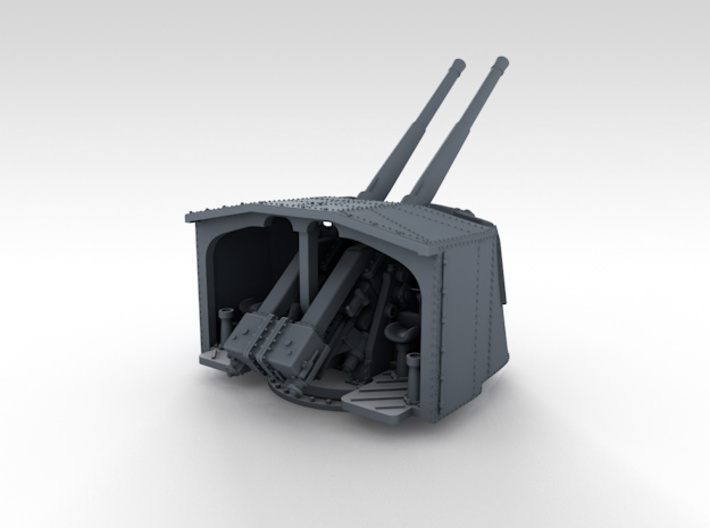 1/350 4.7" MKXII CPXIX Twin Mount x4 40º 3d printed 3d render showing product detail