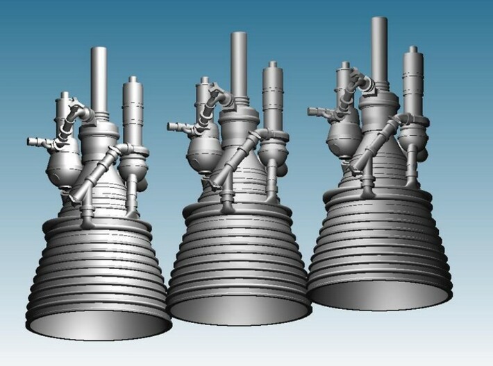 J-2 Engine (1:72 Set of 3) 3d printed CAD Render