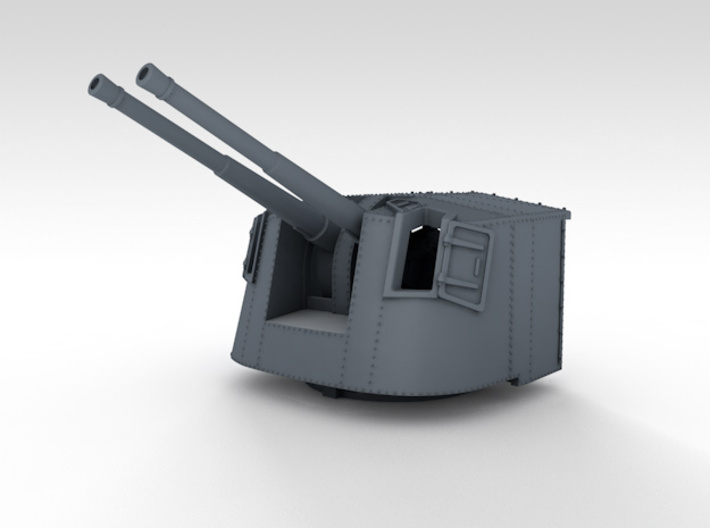 1/350 4.7" MKXII CPXIX Twin Mount x3 25º 3d printed 3d render showing product detail