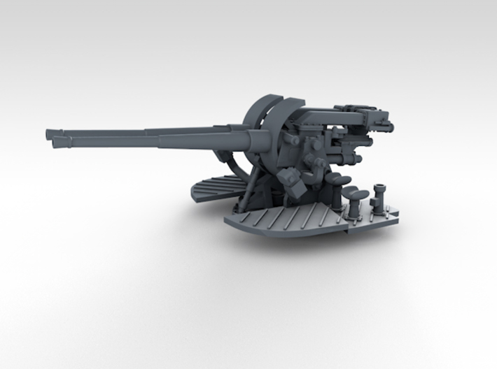 1/350 4.7" MKXII CPXIX Twin Mount x4 Sights Closed 3d printed 3d render showing gun mount detail