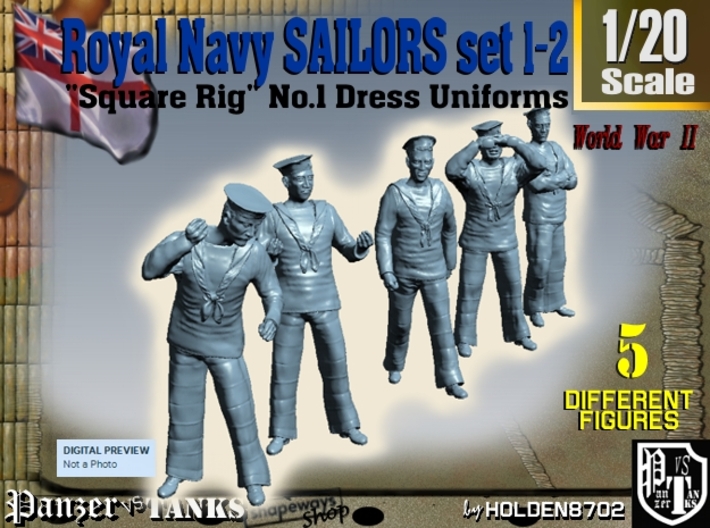 1-20 Royal Navy Sailors Set1-2 3d printed