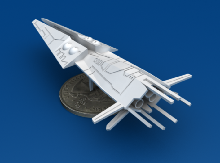 Galactic Scout Ship, New Albion 3d printed Size Comparison to U.S. Quarter, Back 3/4