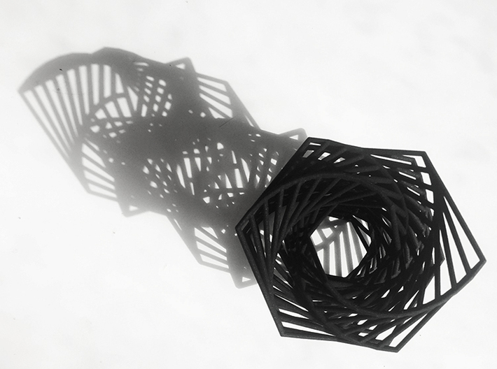 Hexagon Spiral 3d printed shadow casting