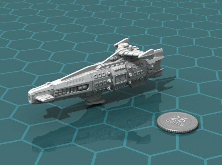 Ikennek Battlecruiser 3d printed Render of the model, with a virtual quarter for scale.