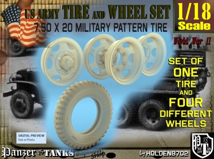 1-18 GMC Tire+Rims 750x20 3d printed