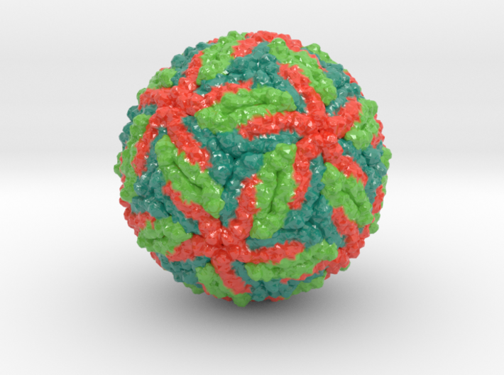 Zika virus (alternate color scheme) 3d printed