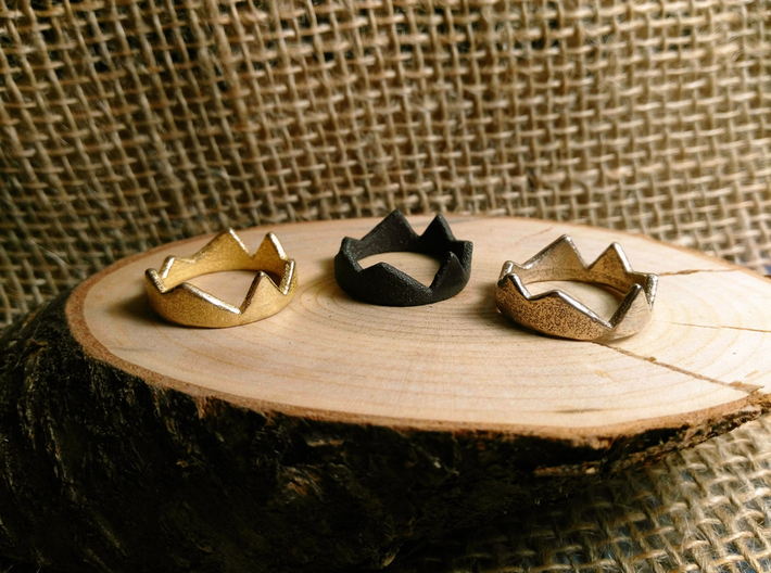 Fraction (Size 8) 3d printed stainless gold plated + stainless matte black + stainless
