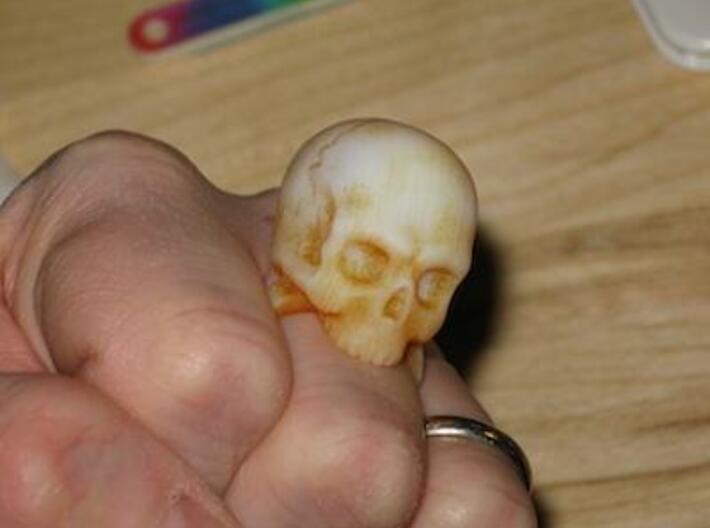 Skull Ring (size 7) 3d printed White detail tea dyed. picture by:TommySaysSoWhat
