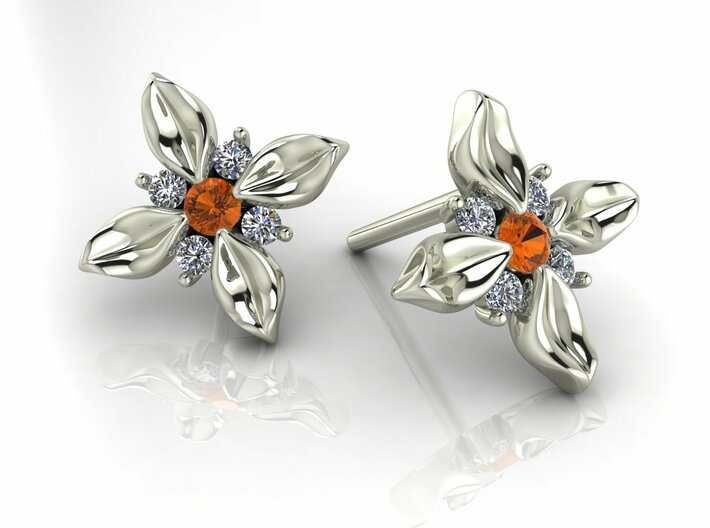 Flower stud earrings NO STONES SUPPLIED 3d printed