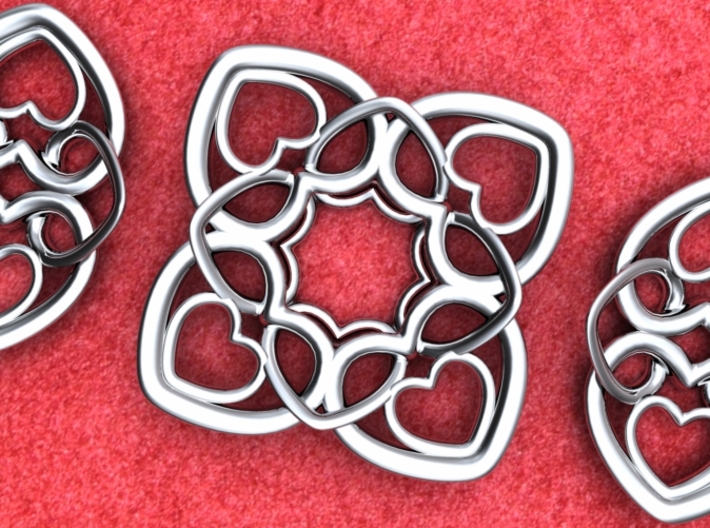 Heart Motif Pendant 3d printed Heart pendant detail with optional earrings