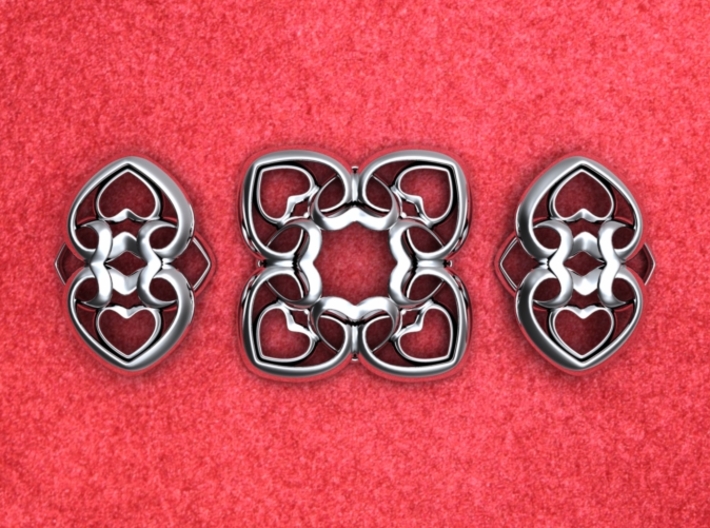 Heart Motif Pendant 3d printed Heart pendant with optional earrings revesed