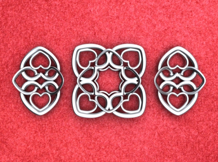 Heart Motif Earring 3d printed Heart pendant with earrings. NOTE: Order 2 for a pair.