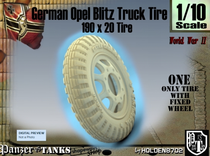 1-10 Opel Blitz Tire 190x20 3d printed